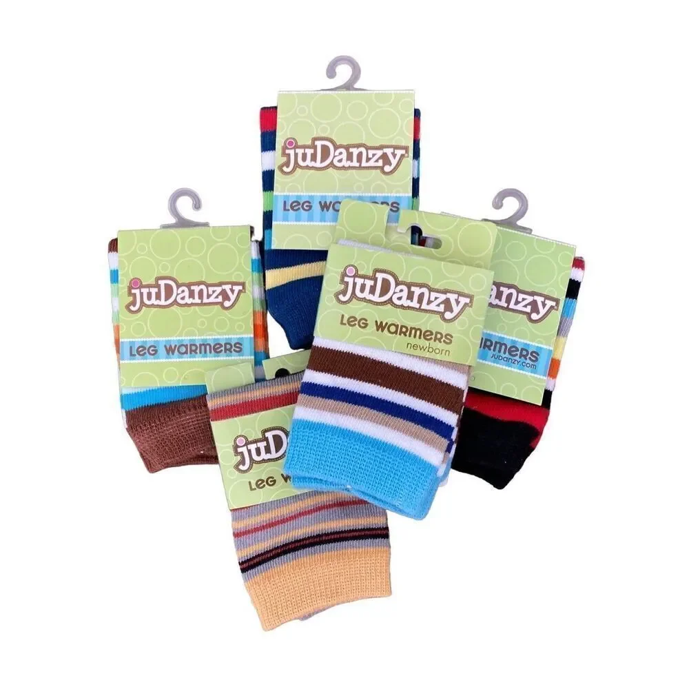 NEW juDanzy Newborn Toddler Organic Striped Leg Warmers Set of 5